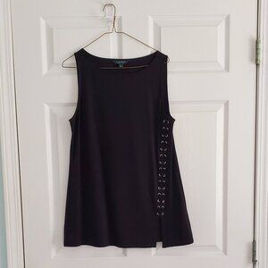 Ralph Lauren Black Sleeveless Tunic Top, Size M